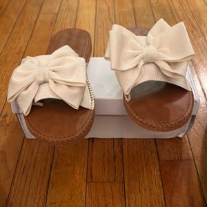 Cream bow tie sandals